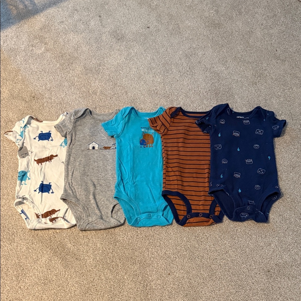 Assorted Monster Print Baby One Piece Set